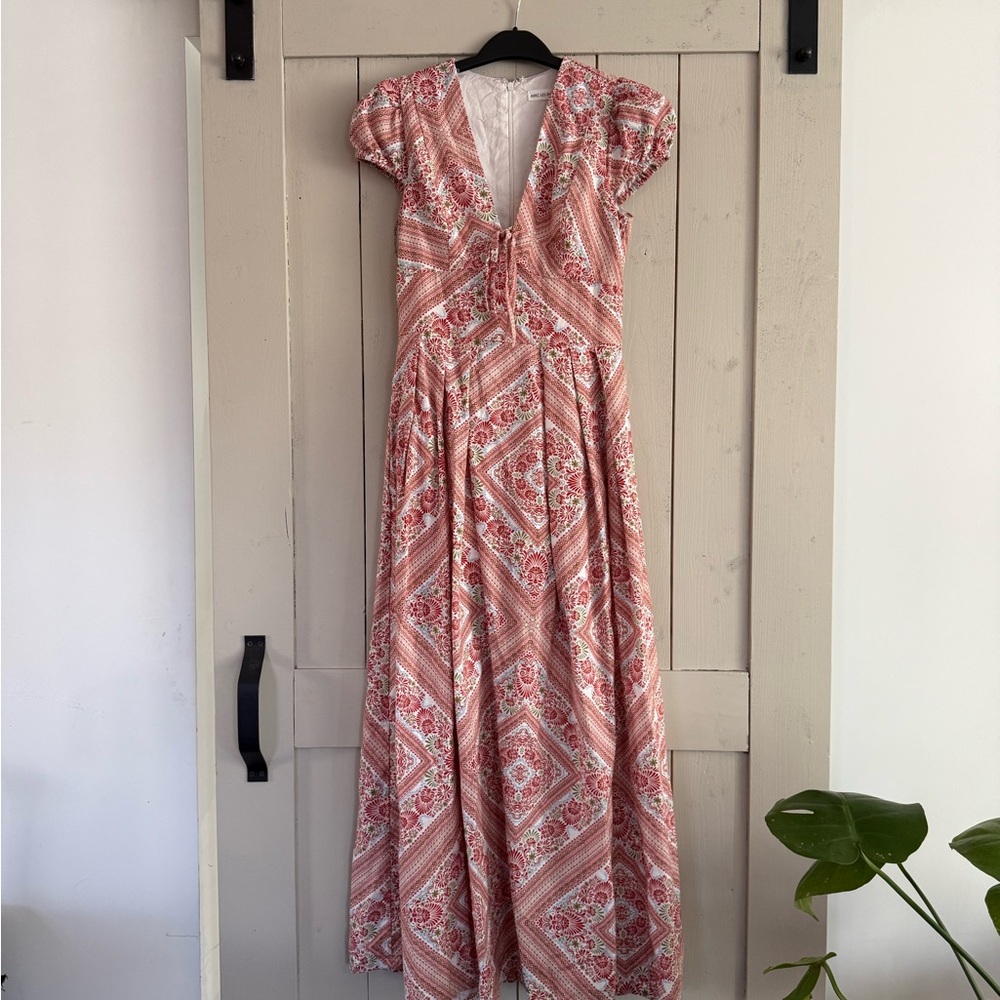 Avec Les Filles Pink Geometric V-Neck Maxi Dress - Picture 3 of 7
